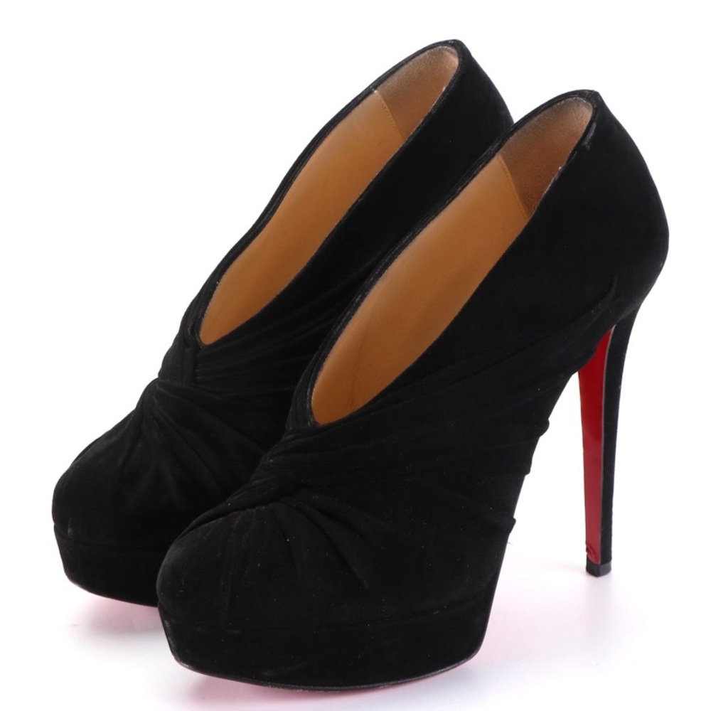 Authentic Christian Louboutin Fast Twist Platform Heels in Black Suede